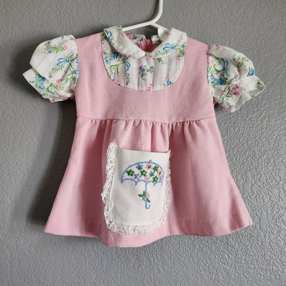 Vintage Girls Floral Toddle time Dress 12 Months